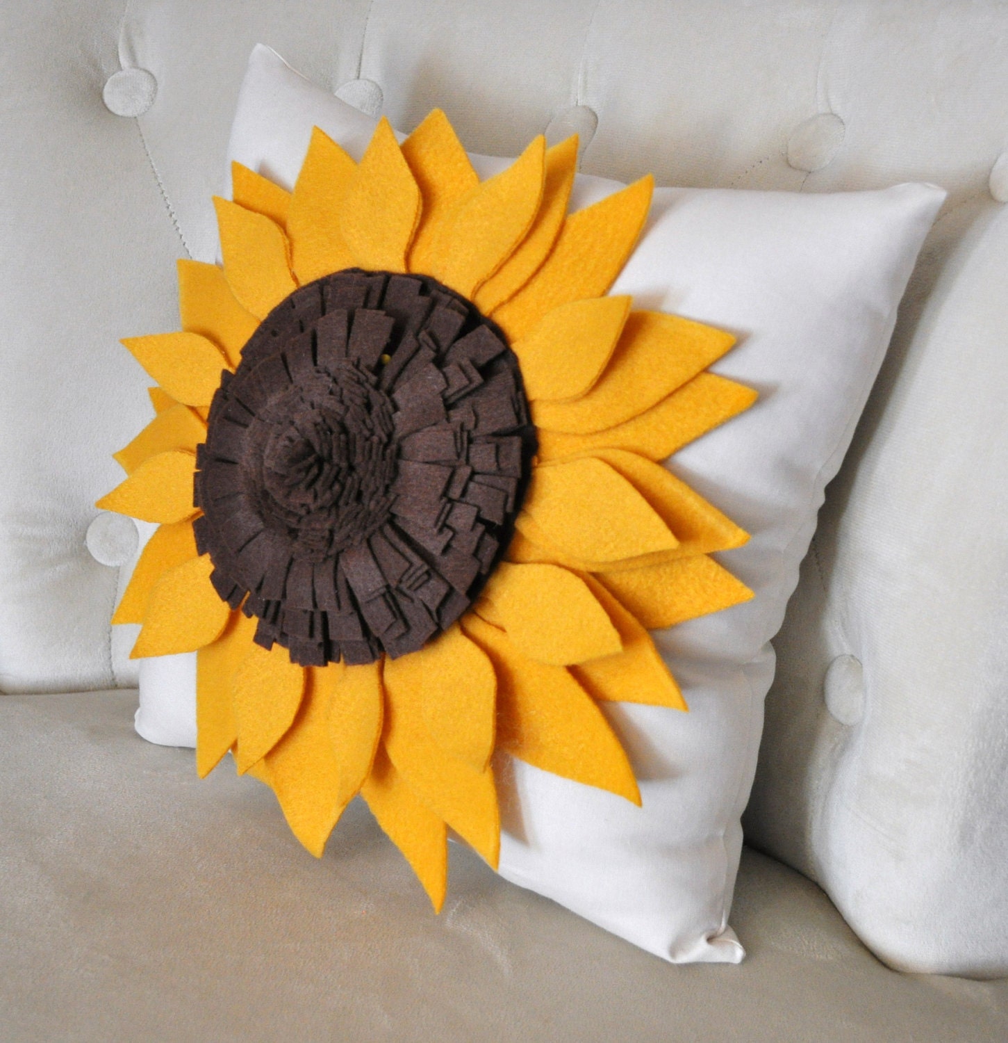 Sunflower Pillow Sunflower on Cream Pillow 14" x 14"