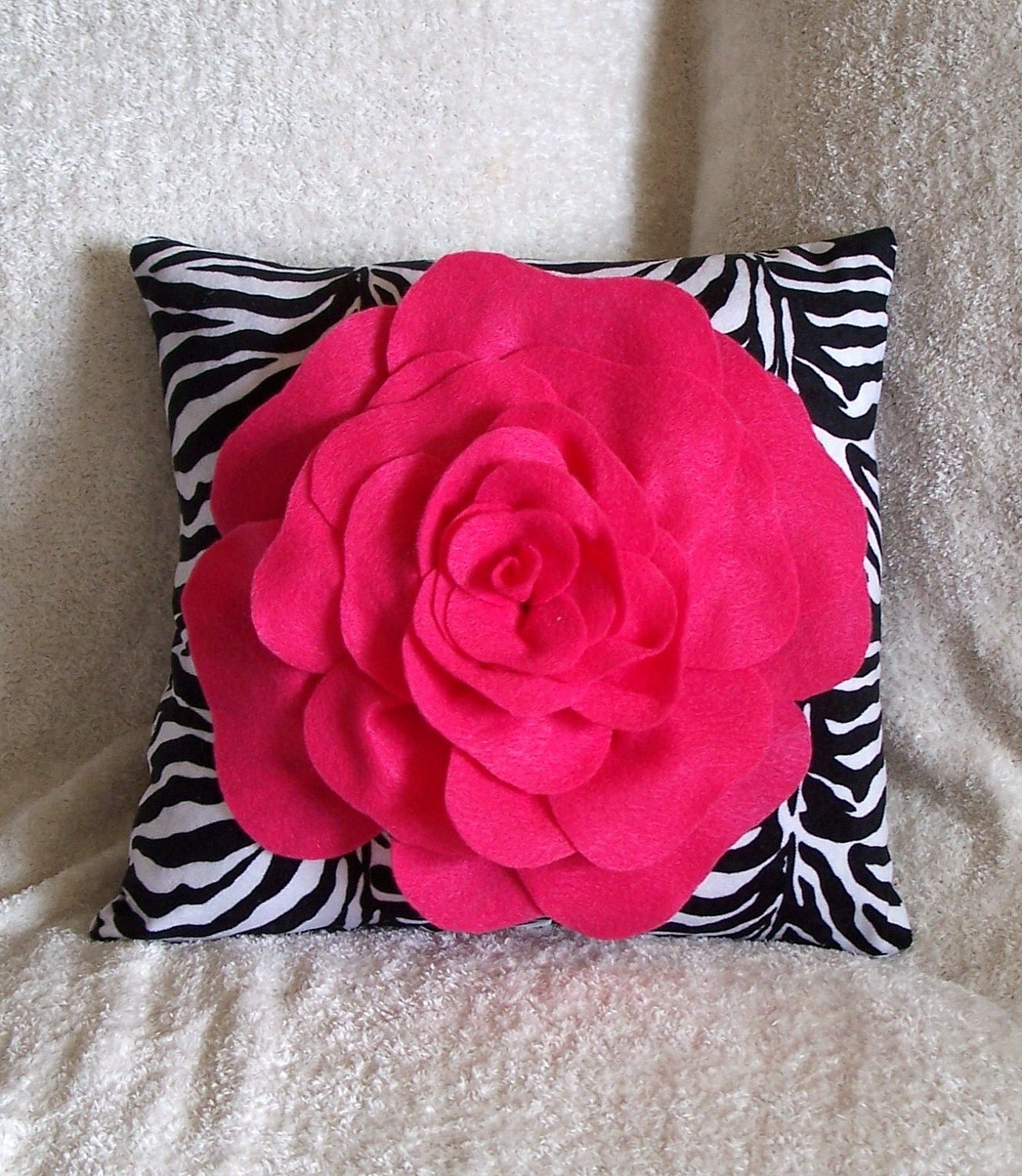 Flower Pillow PDF Felt Rose with BONUS Pillow PDF Pattern Tutorial Accent Pillow e-book