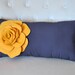 Mustard Rose on Charcoal Gray Lumbar Pillow -Decorative Pillow-