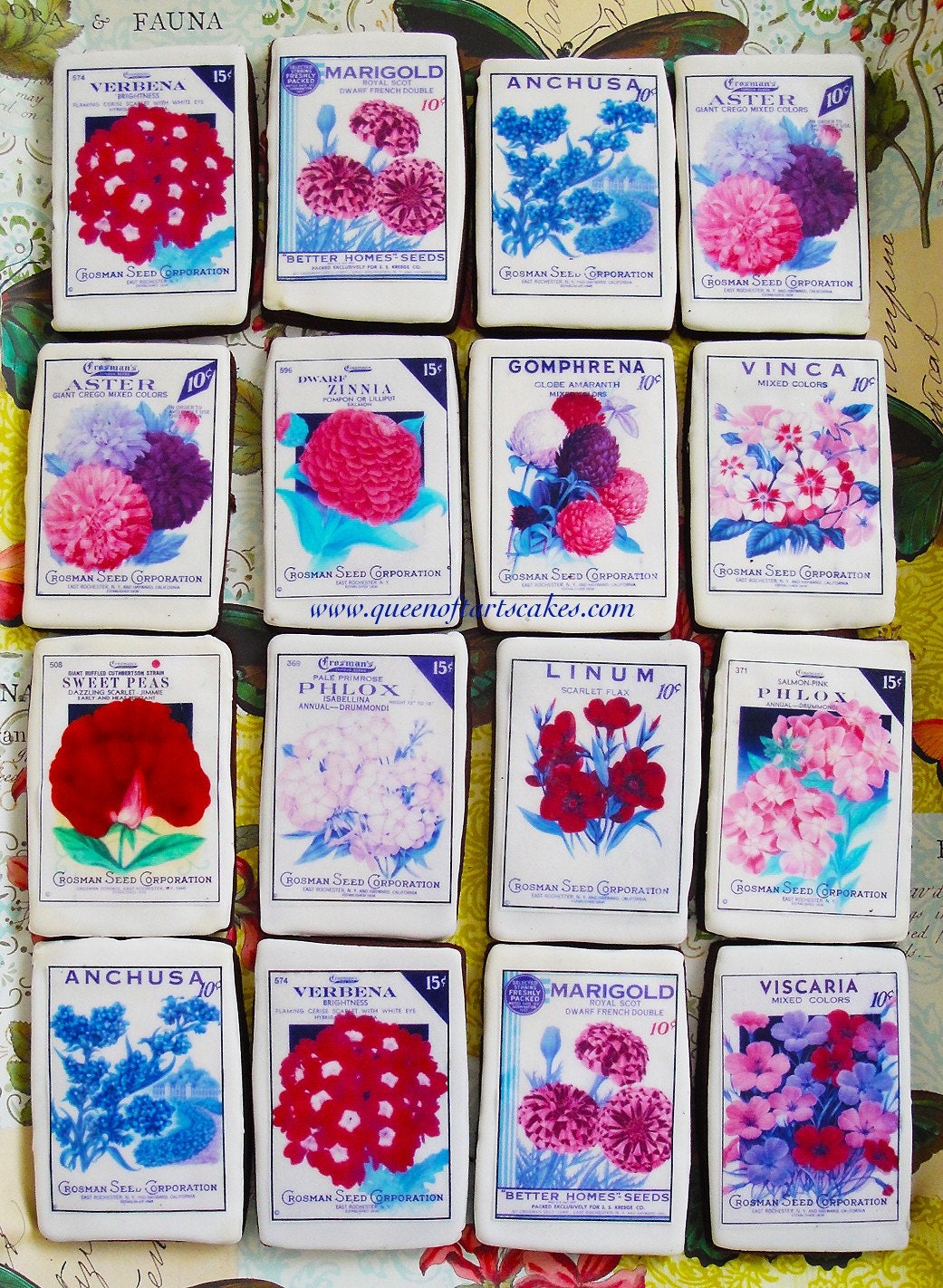 Vintage Floral Seed Packet Cookies