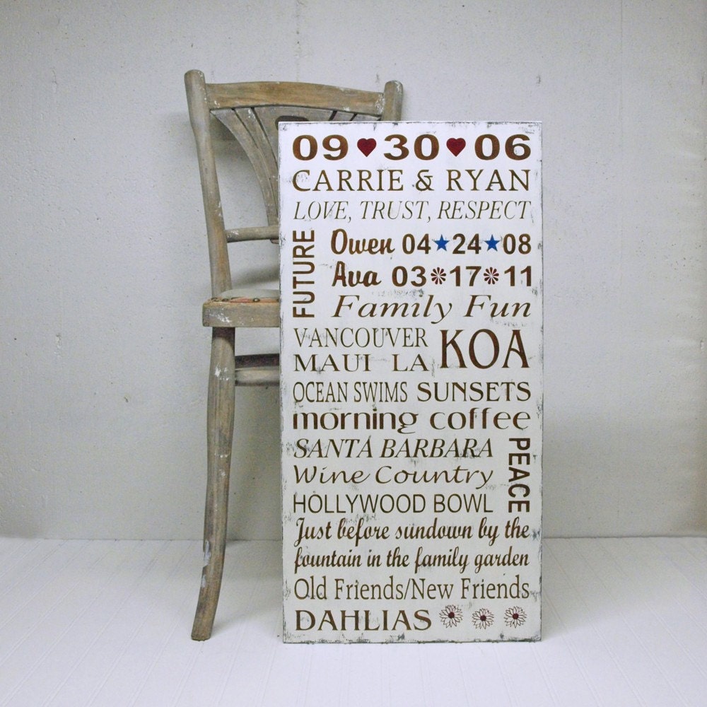 Personalized Custom Wedding Sign, Family Rules, Love Story, Family Memory Wood Sign. Customize Your Special Memories. Large Size