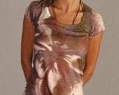 flower t-shirt beautiful summer brown spring fashion tie dye original design  one side printed