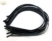 50 Black Metal Headbands 6 mm. With bent ends for best comfort. Shiny, plain and simple. Wholesale price. Low and fast shipping