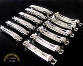 12 Hair clips, Silver French Barrette clips. 2.25 inch/ 6 cm. M/L size. Create your own Hair Accessories. Fast Shipping. Wholesale price