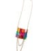 Fringe Leather Bib Necklace Native Rainbow and Chain