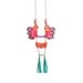 Geometric Necklace Leather Hexagon and Teal Fringe
