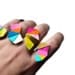 Geometric Adjustable Ring Leather Triangle Kaleidoscope Faceted Jewelry
