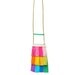 Fringe Leather Bib Necklace Neon Rainbow Color Block