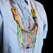 Neon Rope Necklace Tribal Triangle and Leather Wrap