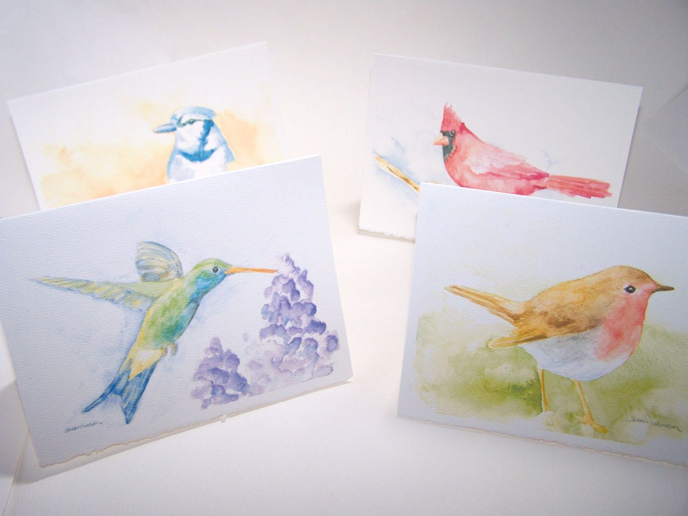 Watercolor Bird Note Cards Set