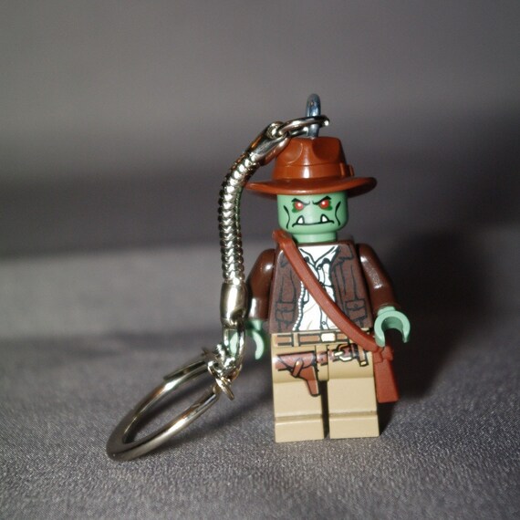 Zombie Indiana Jones Lego key chain by boxhounds on Etsy