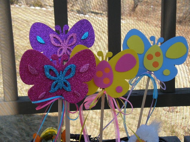 Set of Four Butterfly Magnet Easter Basket Stakes