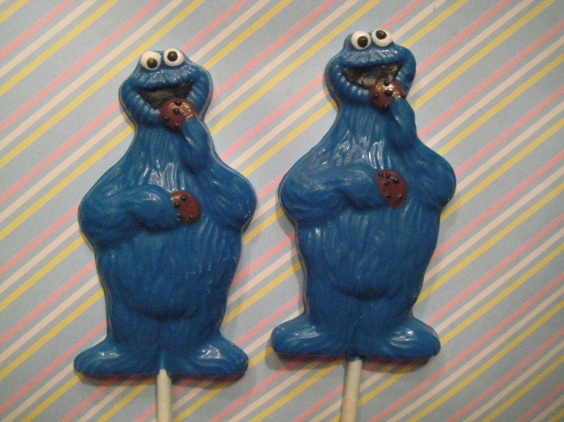24 Chocolate Cookie Monster Lollipop Favors