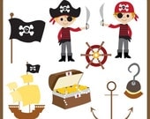 Cute Pirate  Clipart Set - Boy Pirate Clipart Set