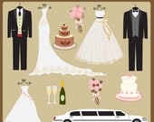 Romantic Wedding Clipart Set