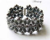 Bridal BRACELET Royal Style Gray Pearl And Seed Bead Bracelet