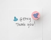 Mini Twitter Bird Hand Carved Rubber Stamp on Spool