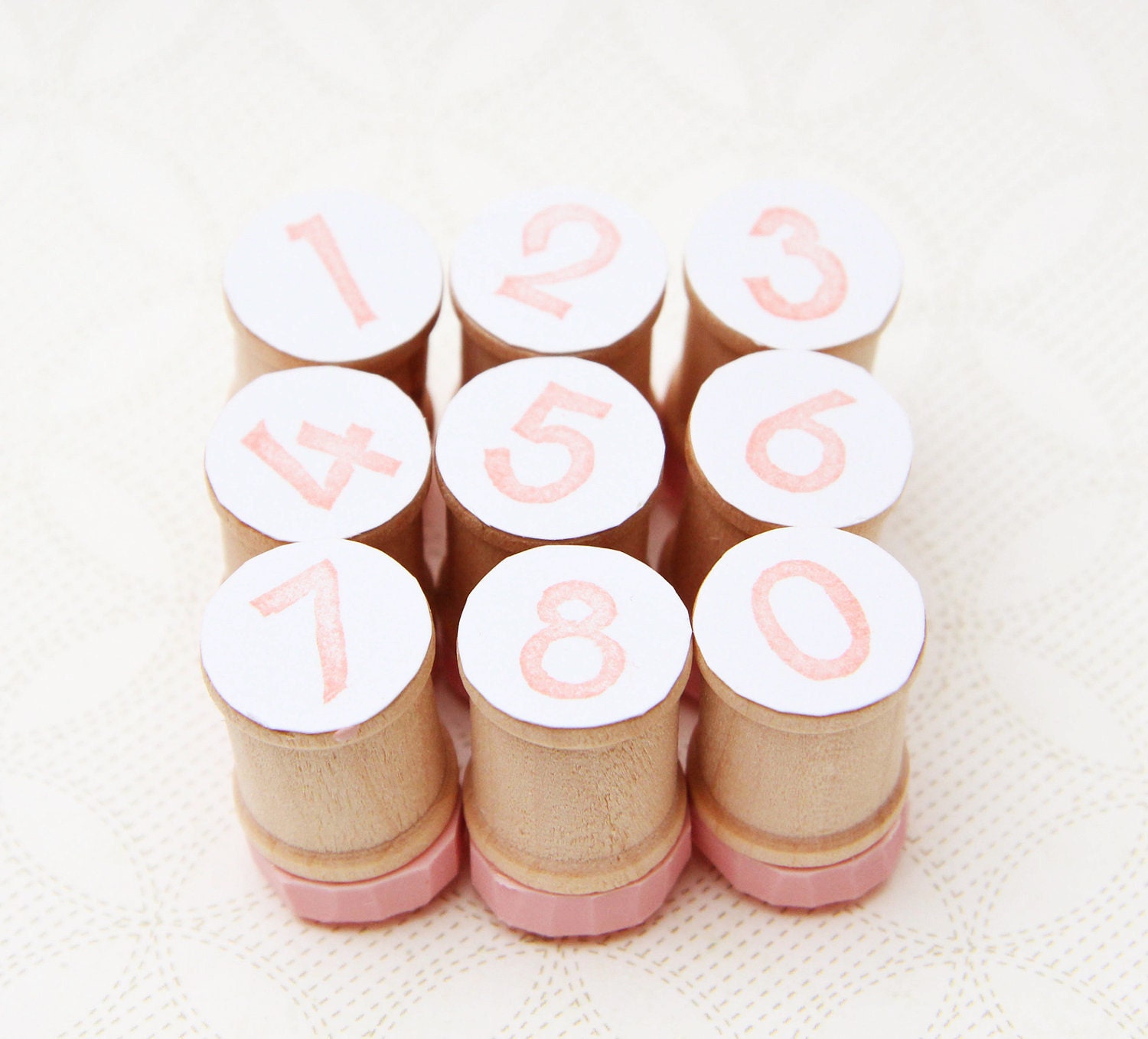 Spool Number Set Hand Carved Rubber Stamp