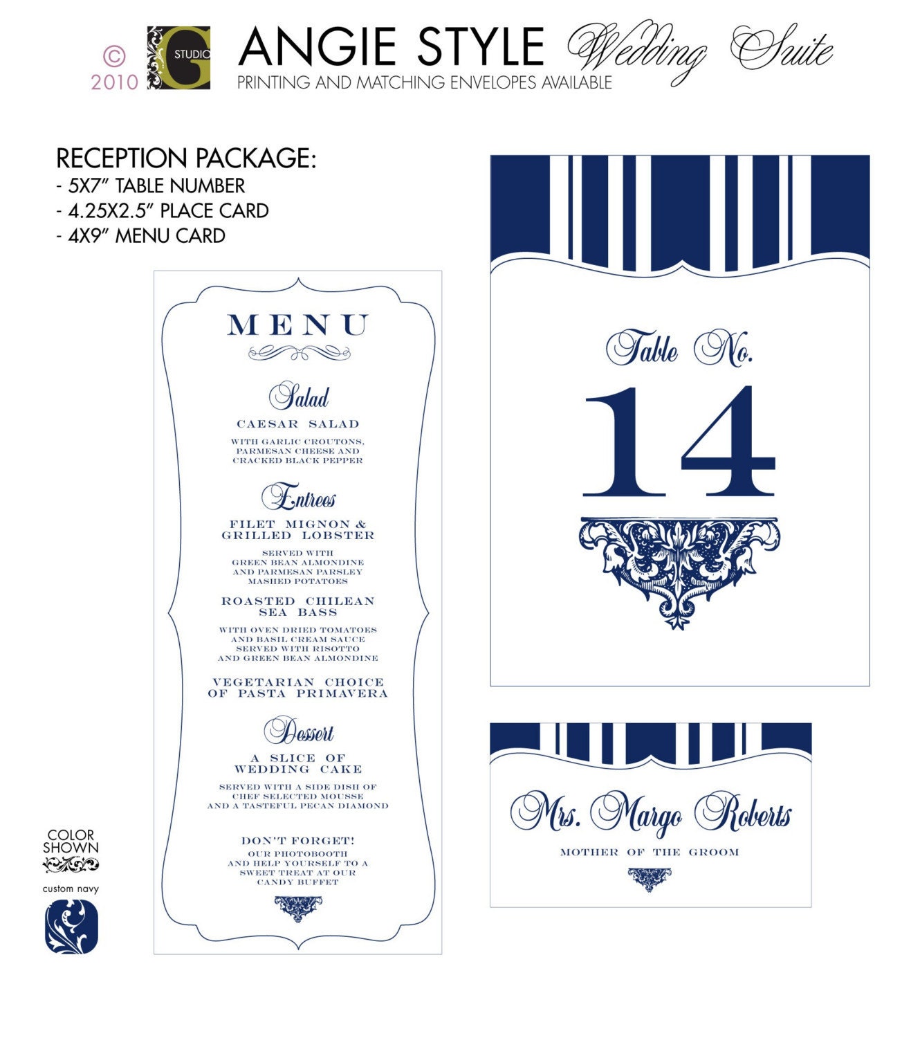 ANGIE Design Wedding Invitation Suite -- Custom Colors -- RECEPTION PACKAGE -- digital file