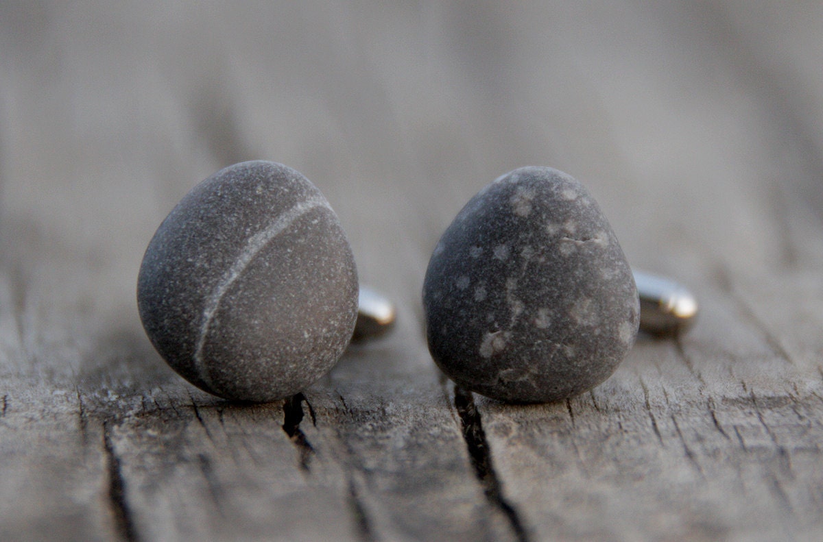 Beach stone cuff links Natural history Father's day gift