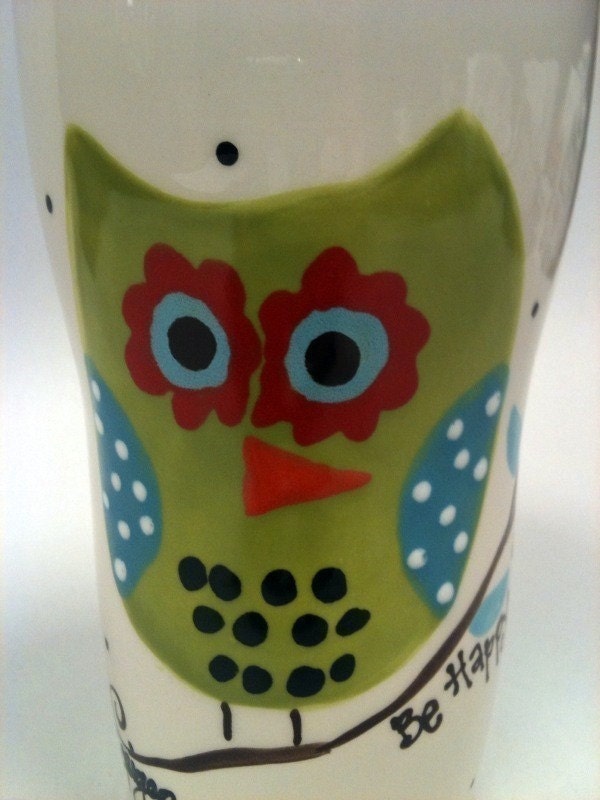 Travel Mug Hoot Owl - Be Happy