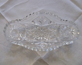 Vintage Cut Lead Crystal Olive Dish