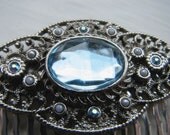 Rhinestone Hair Comb Blue Southwestern