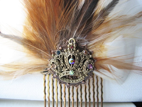 Large Hair Comb Crown Rhinestone Fascinator