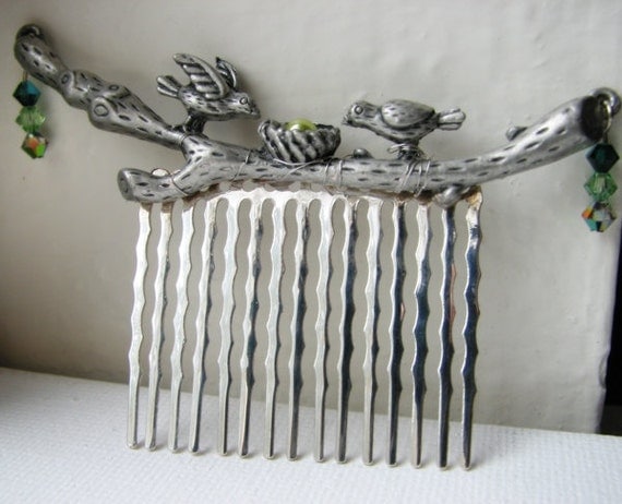 Bird Hair Comb Woodland Bride - Lovebirds