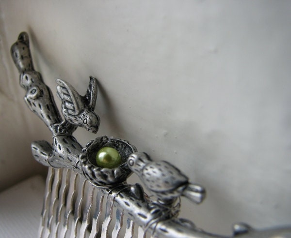 Bird Hair Comb Woodland Bride - Lovebirds