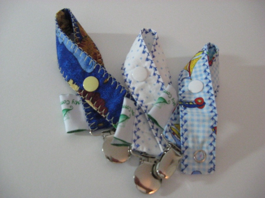 Set of 3 Boy's Pacifier Clips