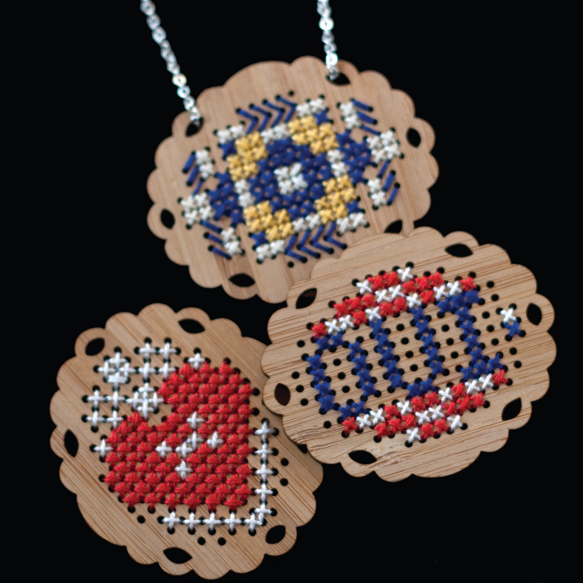 Eco Bamboo Cross-Stitch Pendant