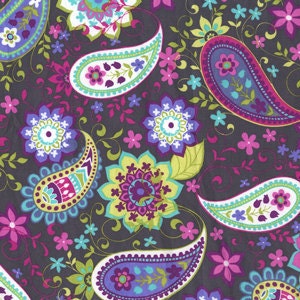NEW Michael Miller Fabric Paisley Spree Gray By the Yard