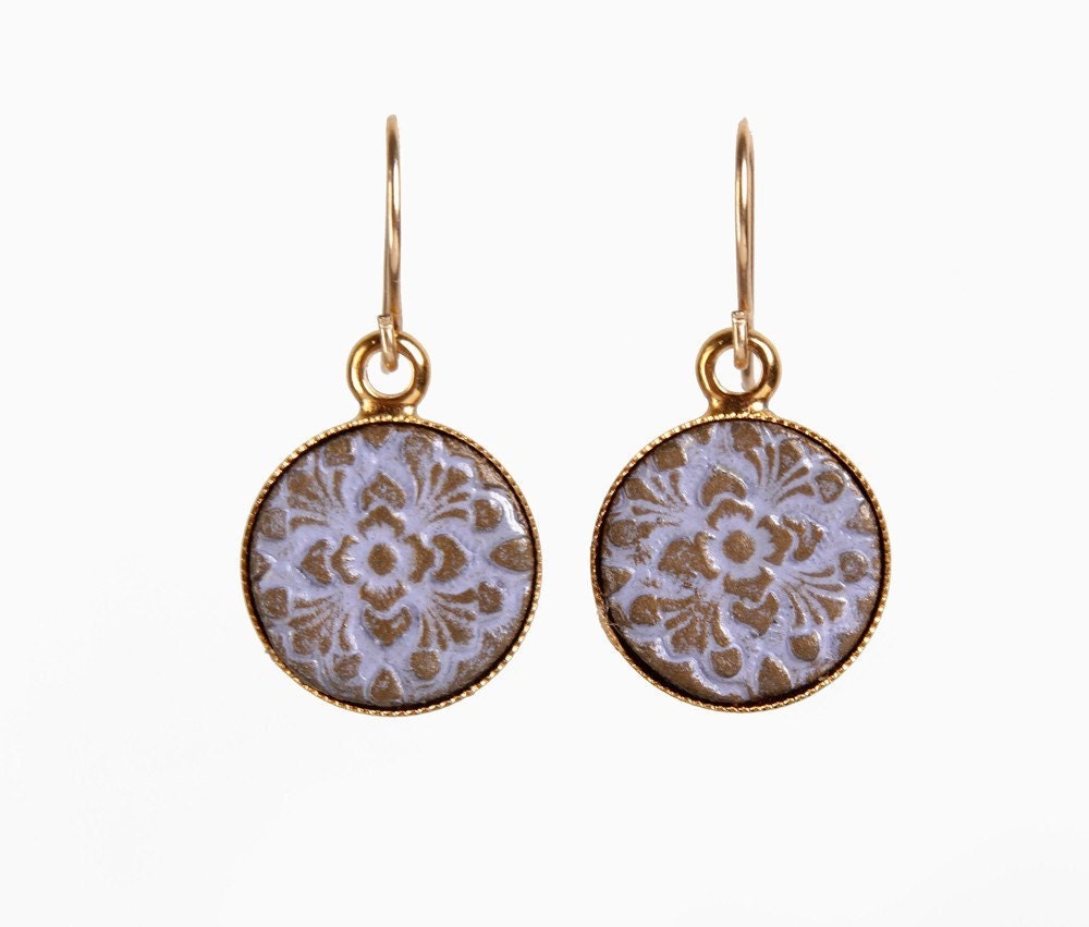 Gold Filled Earrings With A Unique Stamped Clay Element