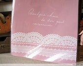 100 pcs White Lace Clear Wrapping Bags - Pink
