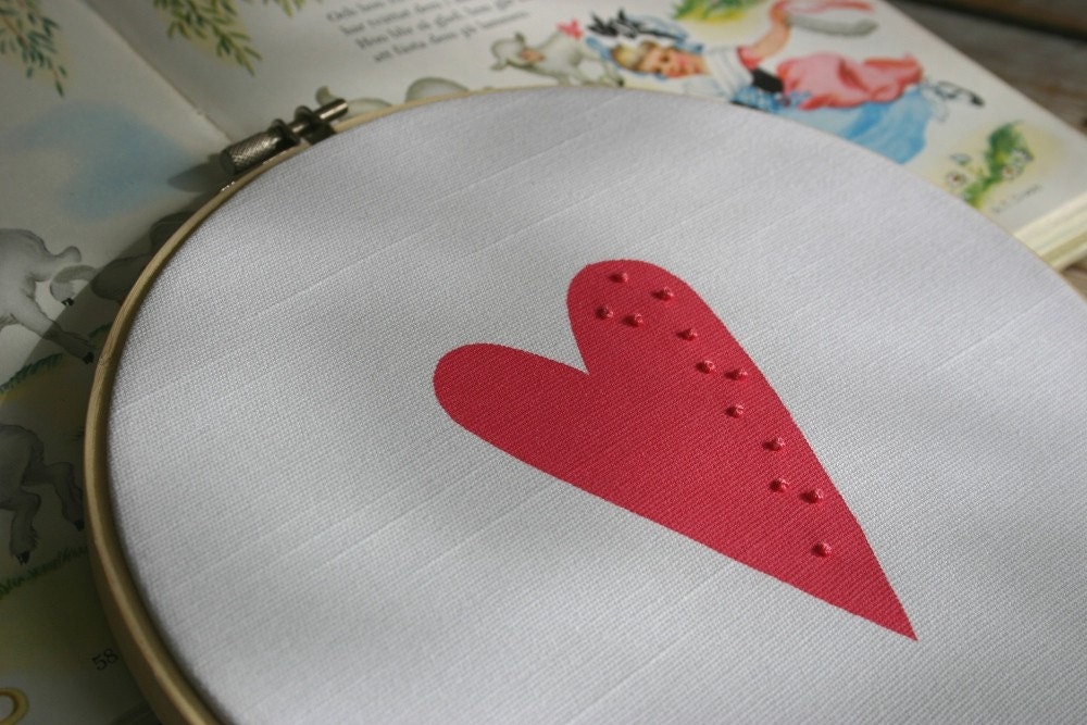 SALE - Now 20% off: Wall Hanging - Cerise Heart With French Knots