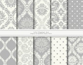 Damask Digital Scrapbook Paper Pack (12x12"-300 dpi) -- Instant Download -- 10 Digital papers -- 208