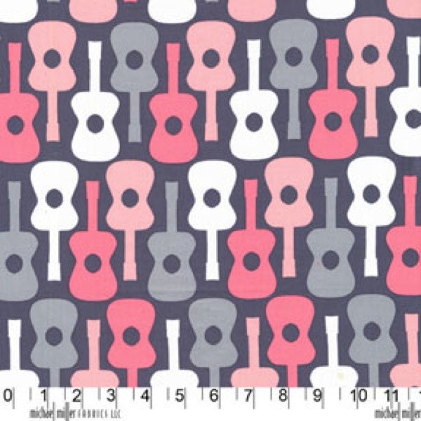 Groovy Guitar in Bloom, Michael Miller Fabric, 1 Yard Total