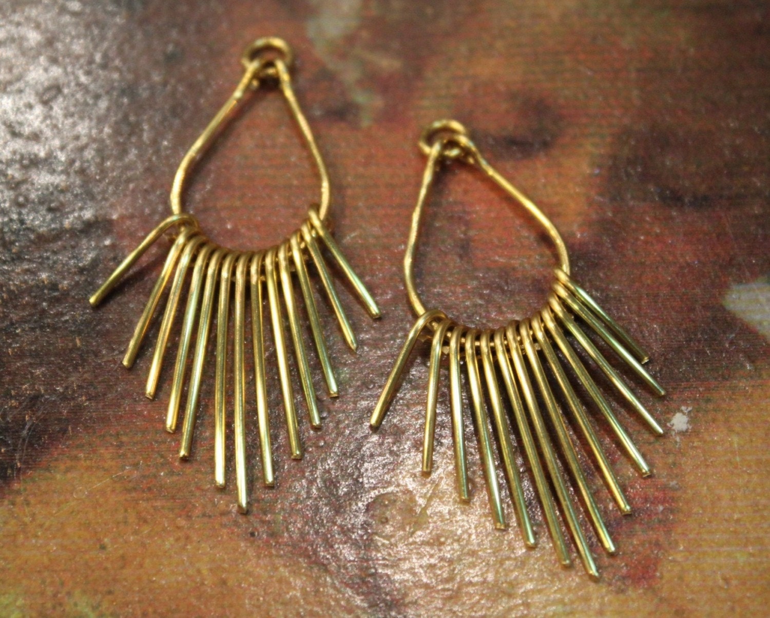 Golden Brass Fringe Charm Findings - Artisan Handcrafted