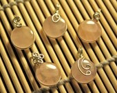 Lot of 5pcs - Pink Rose Quartz Charm Pendants - Wire Wrapped in Sterling Silver