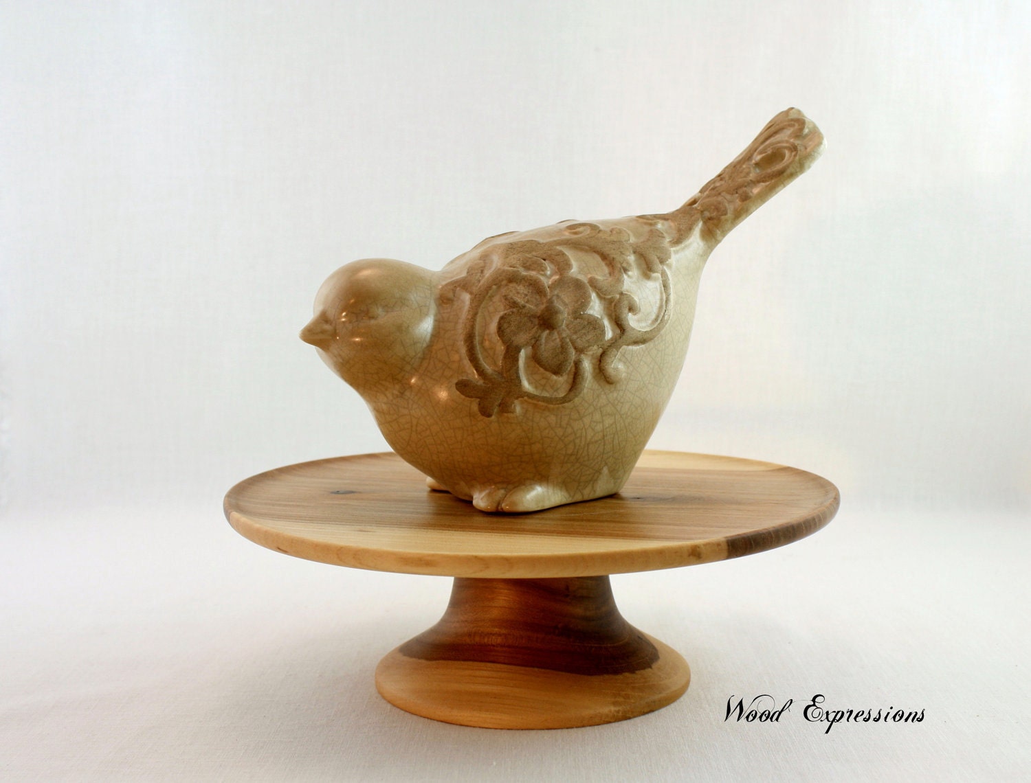 Oak Cake Stand/ Wooden Pedestal Cake Stand/ Hand Turned