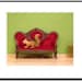 squirrel art, acorn, red and green, woodland animal - Squirreled Away 8 x 10
