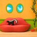 colorful surreal wall art, skunk diorama, lip sofa, avant garde - Smellvador Dali 8 x 10