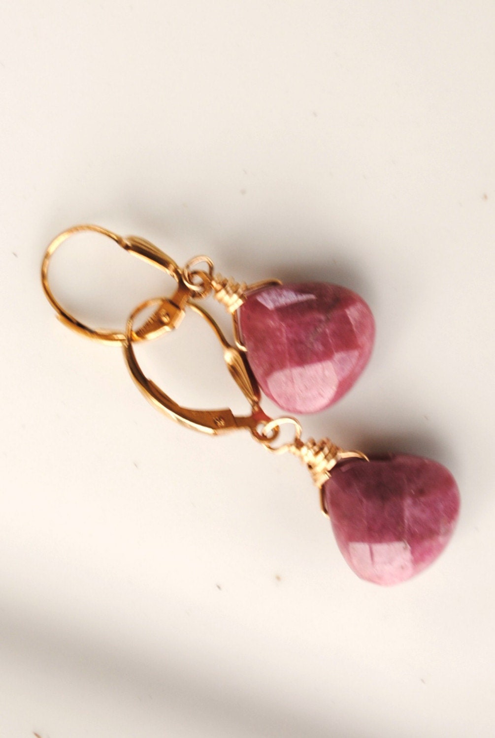 Handmade Dusty Rose Rhodonite Artisan Earrings Gold Filled