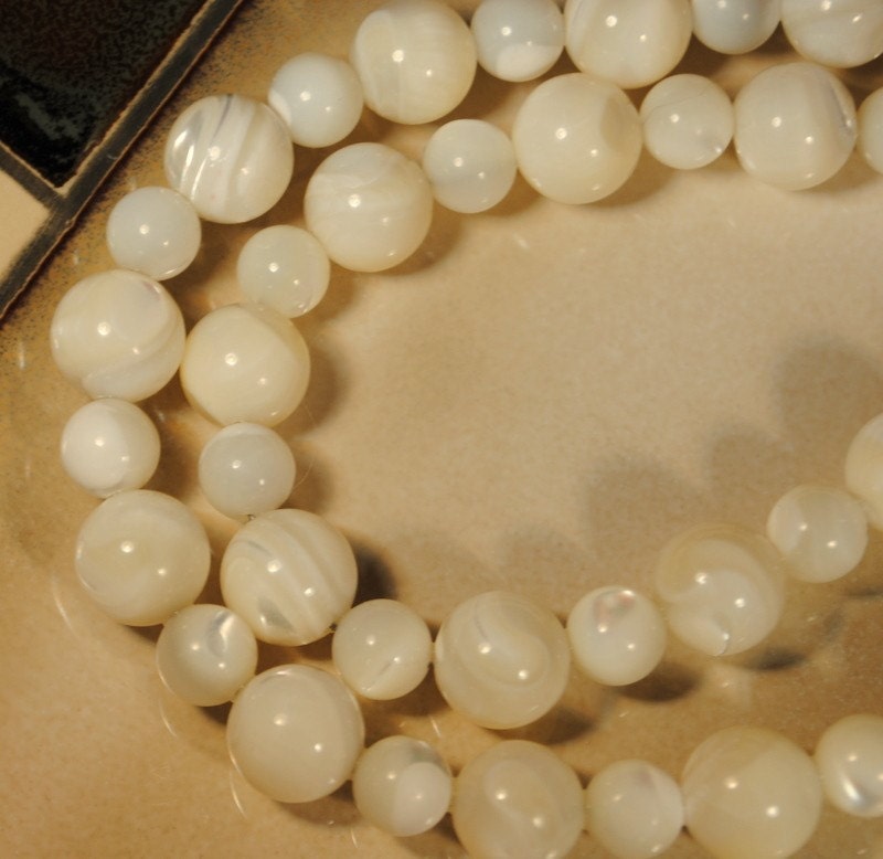 Natural Mother of Pearl Necklace, Sterling Silver 17 inches