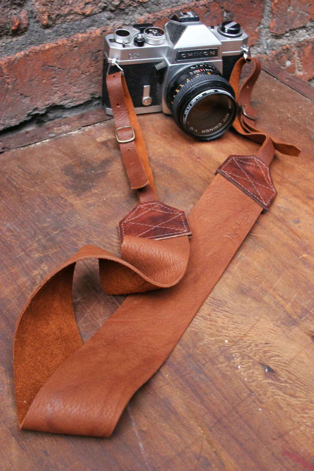 Size (1) Leather Buckled Camera Neck Strap in Cocoa Dust Brown Handcrafted Unique by Magpie Accessories on Etsy