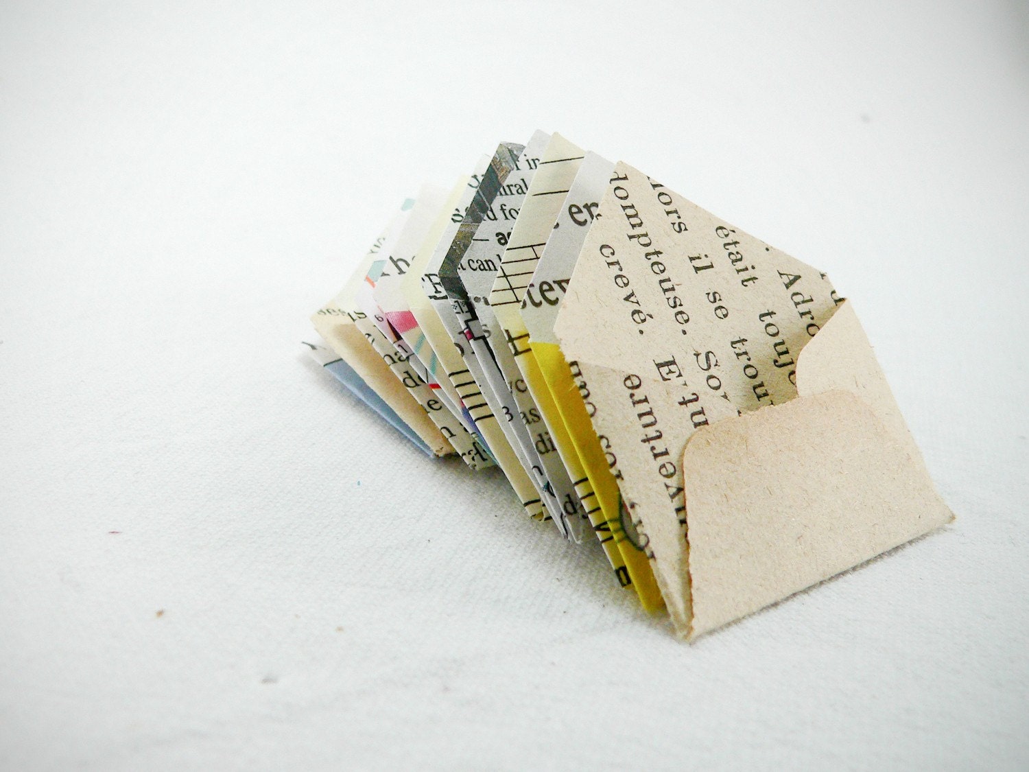 Miniature Envelopes handmade from vintage paper and ephemera - set of 12