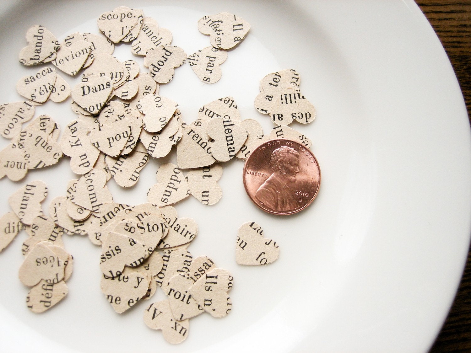 50 Vintage French Punched Hearts -Confetti or Papercraft