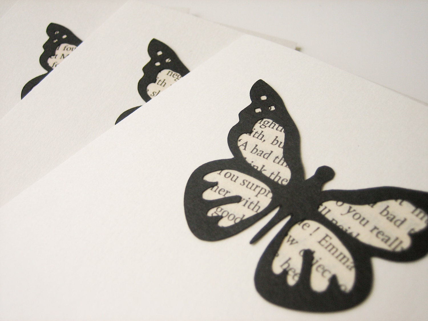 Jane Austen Butterfly Note Card Set -- handmade blank cards