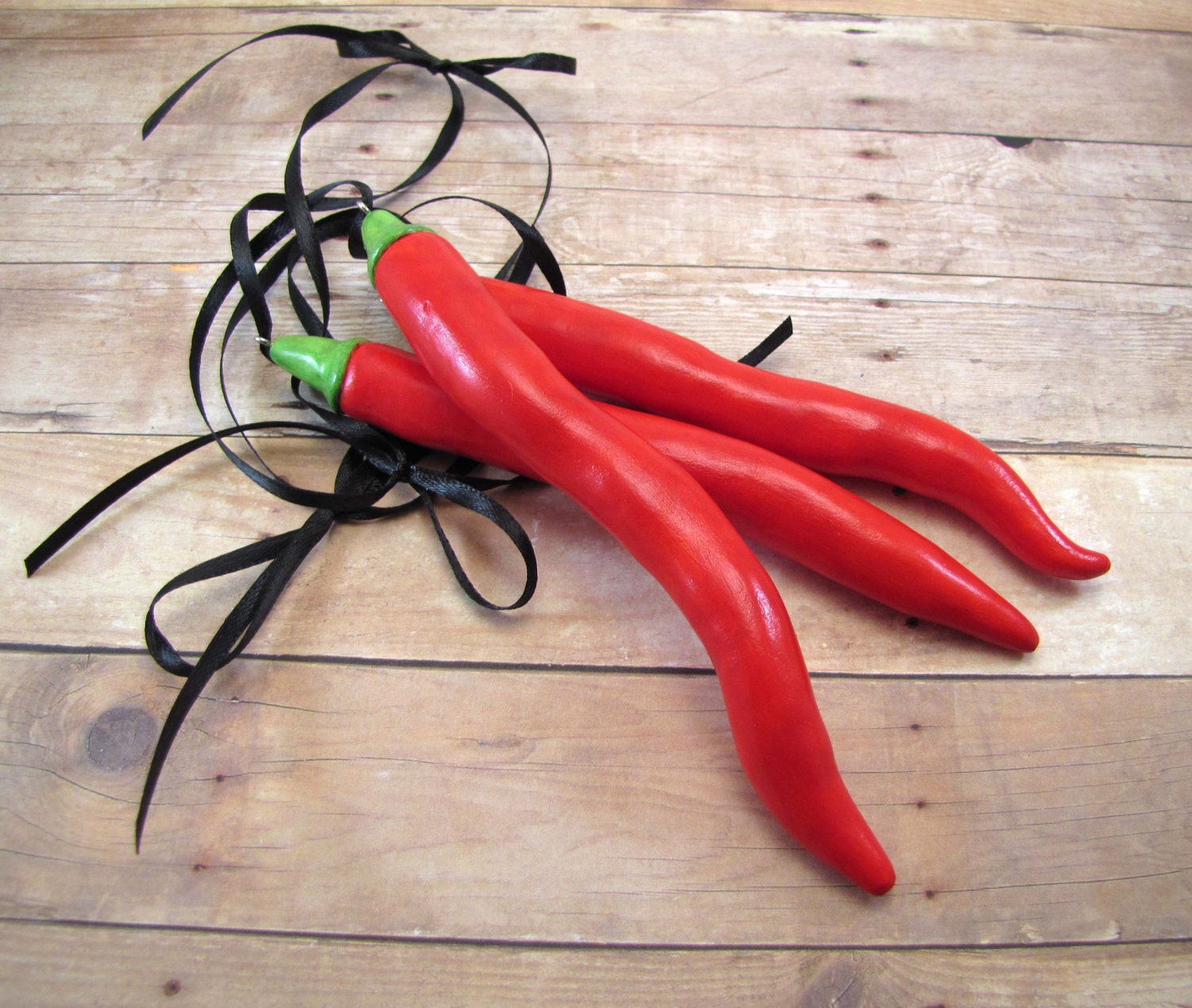 Set of Cayenne Chili Pepper Ornaments Farmers Market Collection - Made to Order